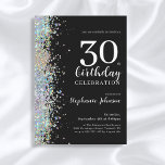 Elegant Glitter Black 30th Birthday Party Invitation<br><div class="desc">Elegant Glitter Black 30th Birthday Party Invitation. For a milestone birthday invitation with a touch of elegance, this design showcases a modern and sophisticated style with just the right amount of sparkle. The invitation features a background adorned with elegant glitter accents that catch the light beautifully. Modern typography highlights the...</div>