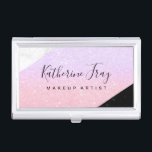 Elegant glitter black white marble makeup artist business card case<br><div class="desc">Modern design featuring white & black marble and faux glitter texture.</div>