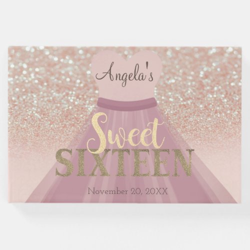 Elegant Glitter Bokeh OmbreDress Sweet 16 Guest Book