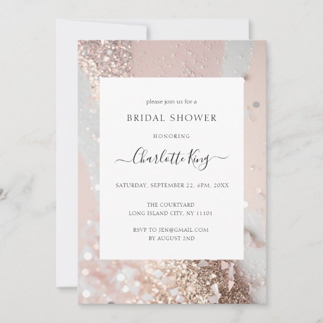 Elegant Glitter Bridal Shower  Invitation (Front)