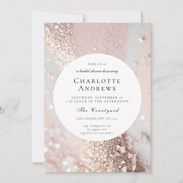 Elegant Glitter Bridal Shower Invitation (Front)