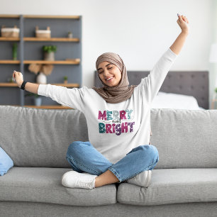 Elegant Glitter Christmas Merry and Bright Funny Sweatshirt