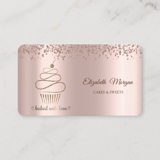 Elegant Glitter Cupcake,Sweets,Bakery  Business Card (Front)