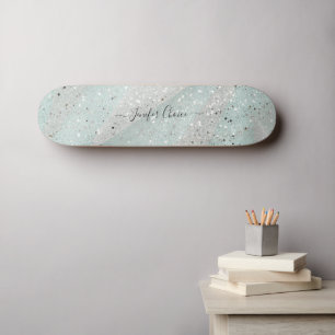 Elegant Glitter Custom Name  Skateboard
