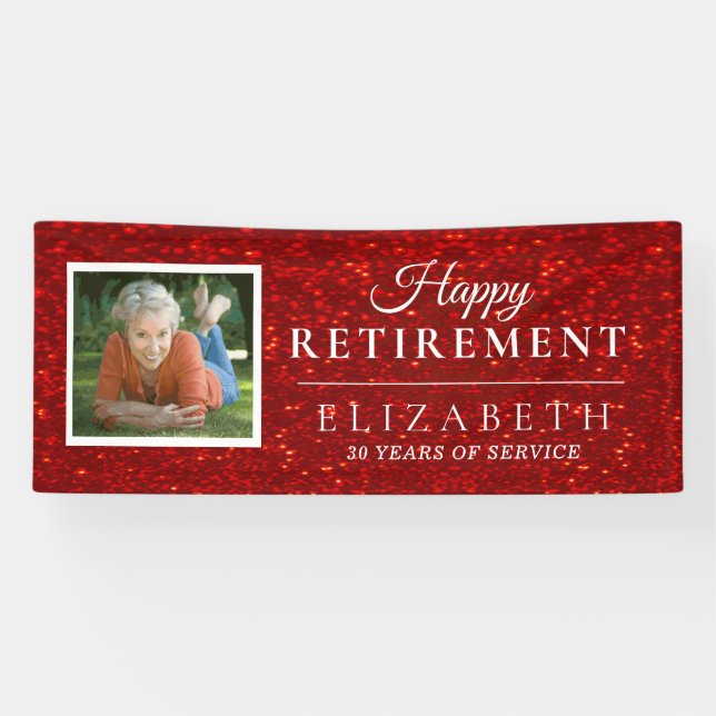 Elegant Glitter Custom Photo Retirement Party  Ban Banner (Horizontal)