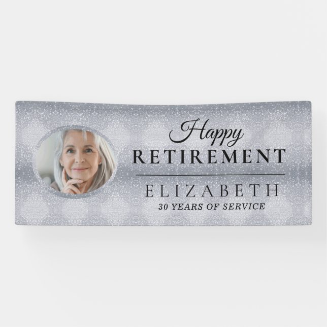 Elegant Glitter Custom Photo Retirement Party Banner (Horizontal)