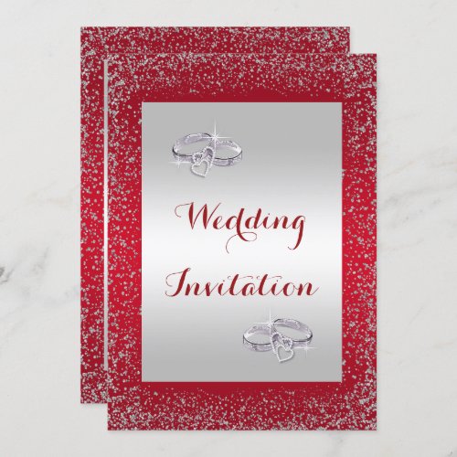 Elegant Glitter  Diamond Wedding Rings Wedding Invitation