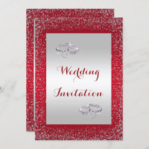 Elegant Glitter & Diamond Wedding Rings Wedding Invitation
