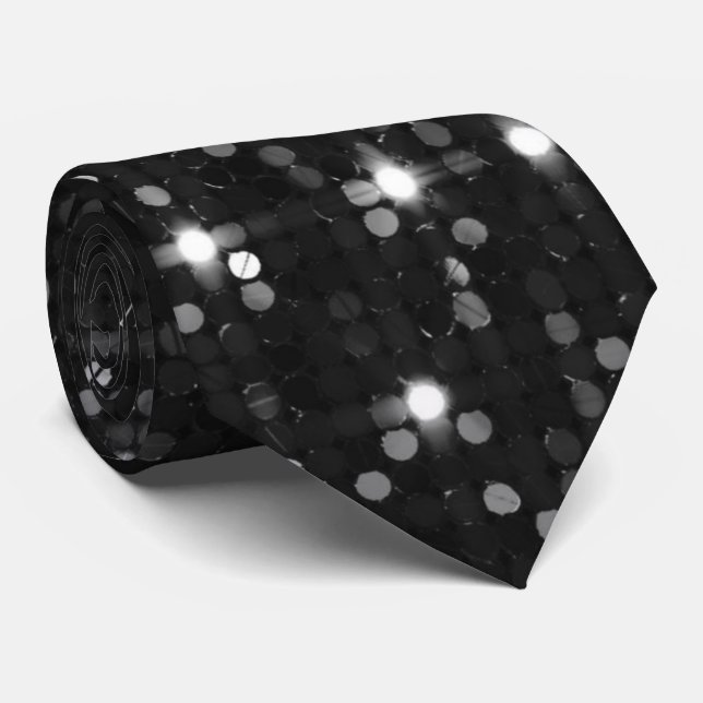 Elegant Glitter Disco Ball Neck Tie  (Rolled)