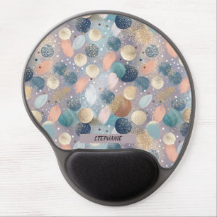 Elegant Glitter Dot & Brushstroke Abstract Gel Mouse Pad
