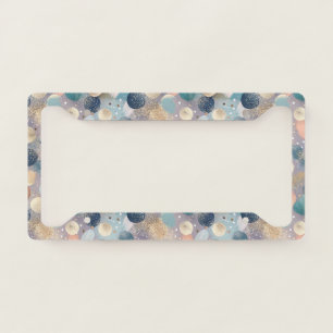 Elegant Glitter Dot & Brushstroke Abstract License Plate Frame