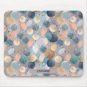 Elegant Glitter Dot & Brushstroke Abstract Mouse Pad
