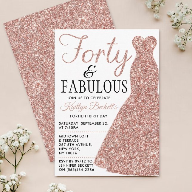 Elegant Glitter Dress | Forty & Fabulous Birthday Invitation (Creator Uploaded)