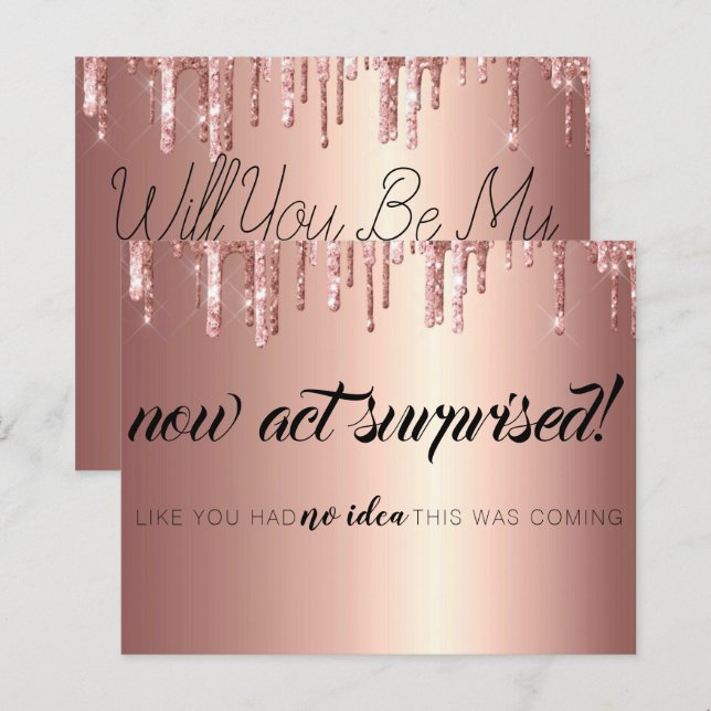 Elegant Glitter Drips Bridesmaid Proposal Card (Front/Back)