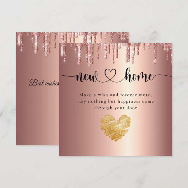 Elegant Glitter Drips New Home Housewarming Card (Front/Back)