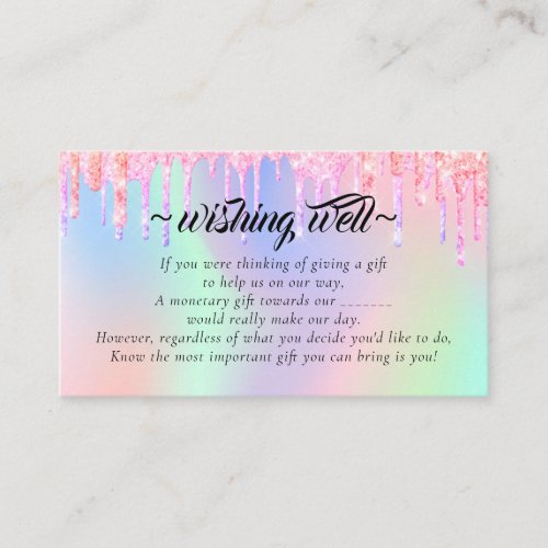Elegant Glitter Drips Wishing Well for Wedding Enclosure Card
