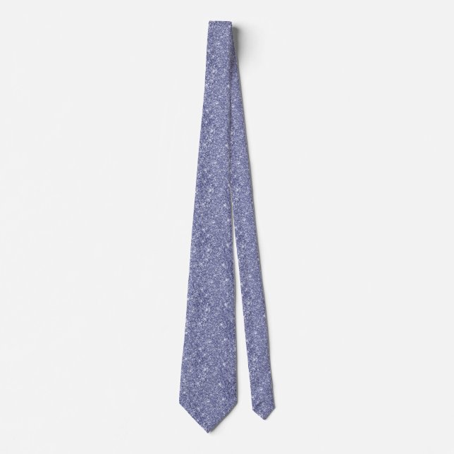 Elegant Glitter Dusty Blue and Silver Wedding Neck Tie (Front)