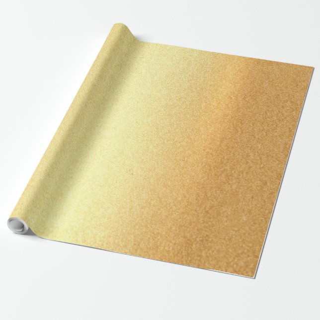 Elegant Glitter Faux Gold Look Modern Chic Glossy Wrapping Paper (Unrolled)