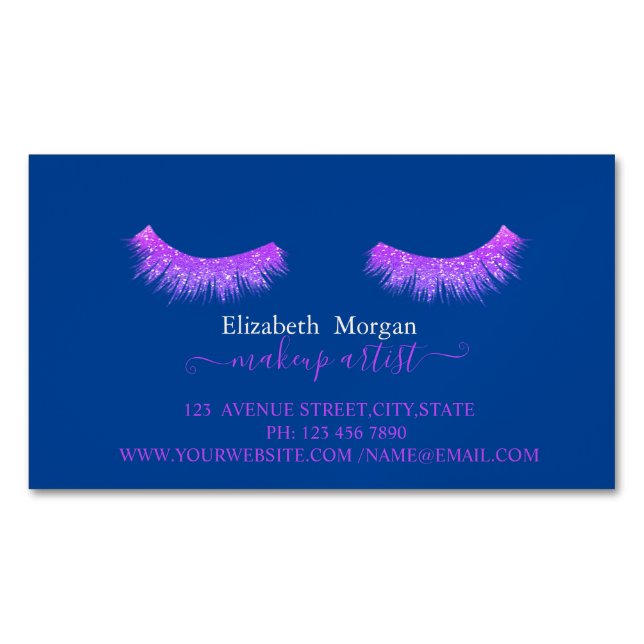 Elegant Glitter Faux Lashes,Makeup Artist Business Card Magnet (Front)
