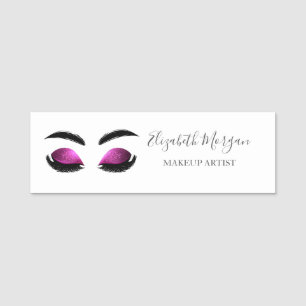 Elegant Glitter Faux Lashes, Makeup artist Name Tag