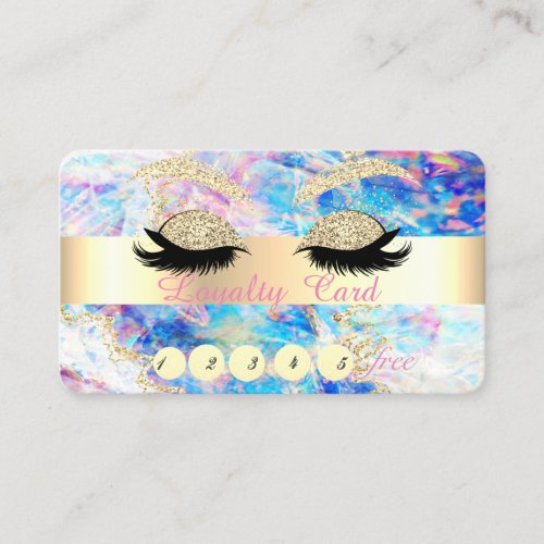Elegant Glitter Faux Lashes Opal  Loyalty Card
