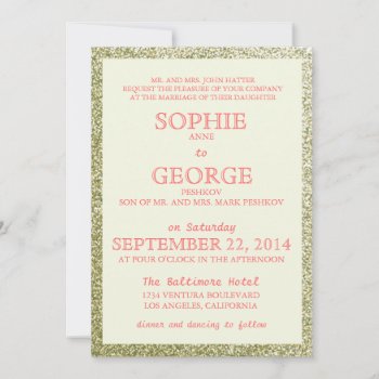 Elegant Glitter Framed Wedding Invitation by CleanGreenDesigns at Zazzle