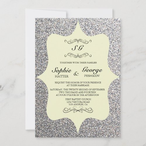 Elegant Glitter Framed Wedding Invitation
