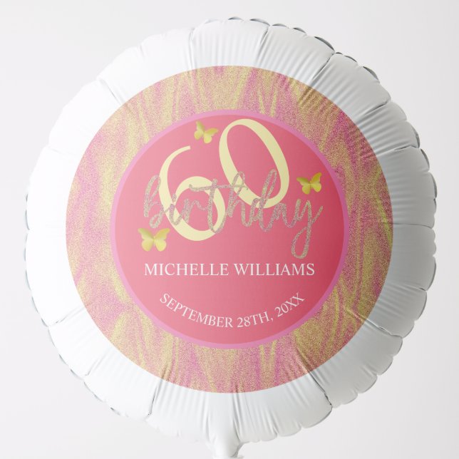 Elegant Glitter Gold Butterfly Calligraphy  Balloon (Front)