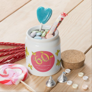 Elegant Glitter Gold Butterfly Calligraphy Candy Jar