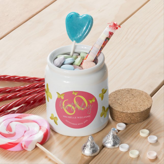 Elegant Glitter Gold Butterfly Calligraphy  Candy Jar (In Situ)