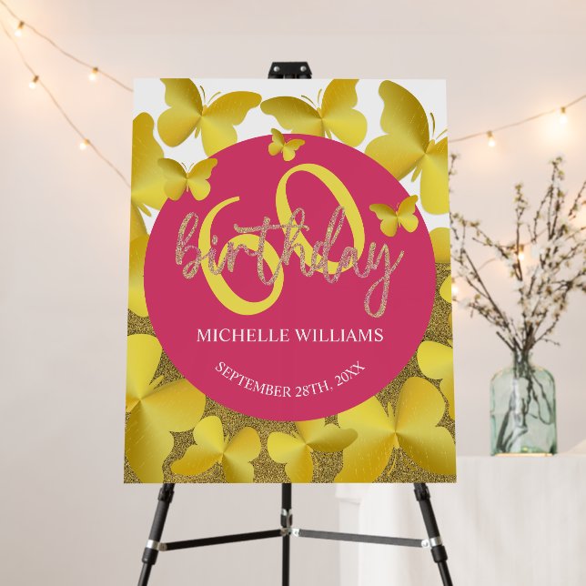 Elegant Glitter Gold Butterfly Calligraphy  Foam Board (In Situ (Stand))