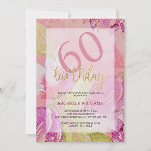 Elegant Glitter Gold Calligraphy Birthday Invitation