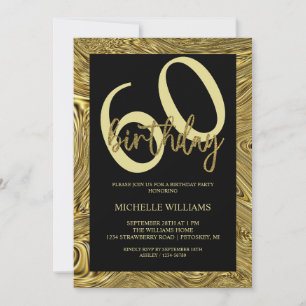 Elegant Glitter Gold Calligraphy Birthday Invitation