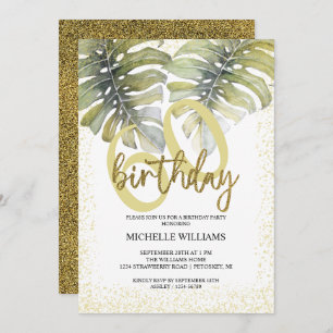 Elegant Glitter Gold Calligraphy Birthday Invitation