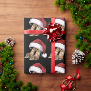 Elegant Glitter gold heel shoes Santa Hat Wrapping Paper
