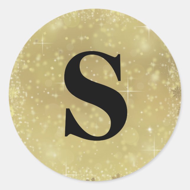 Elegant Glitter Gold Monogram Envelope Seal (Front)