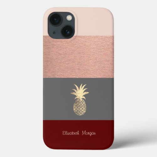 ElegantGlitter Gold PineappleStripe iPhone 13 Case