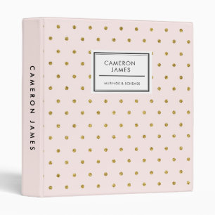 Elegant Glitter Gold Polka Dots Blush Pattern 3 Ring Binder