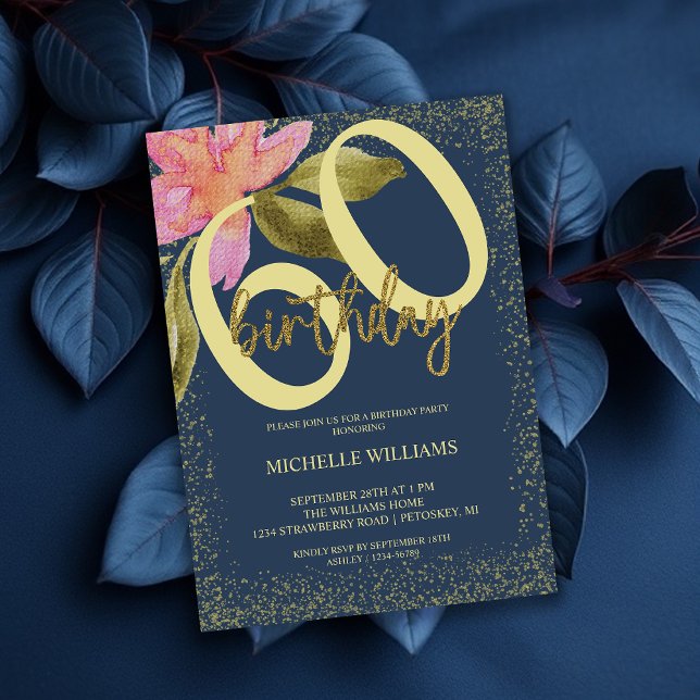 Elegant Glitter Gold Watercolor Floral Chic Invita Invitation (Creator Uploaded)