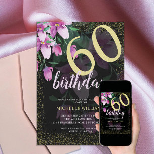 Elegant Glitter Gold Watercolor Floral Chic Invitation