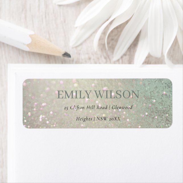 Elegant Glitter Green Pink Aqua Shiny Address Label (Insitu)