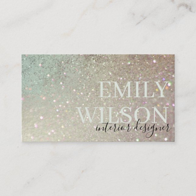 Elegant Glitter Green Pink Aqua Shiny Shimmer Business Card (Front)