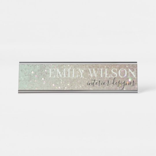 Elegant Glitter Green Pink Aqua Shiny Shimmer Desk Name Plate | Zazzle.com