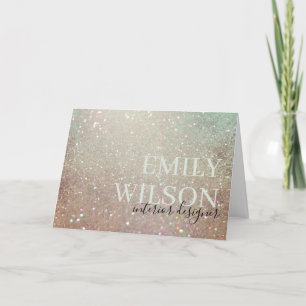 Elegant Glitter Green Pink Aqua Shiny Shimmer Letterpress Thank You Card