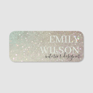 Elegant Glitter Green Pink Aqua Shiny Shimmer Name Tag