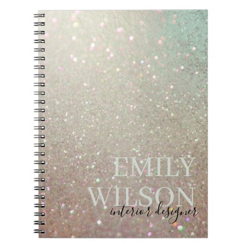 Elegant Glitter Green Pink Aqua Shiny Shimmer Plan Notebook