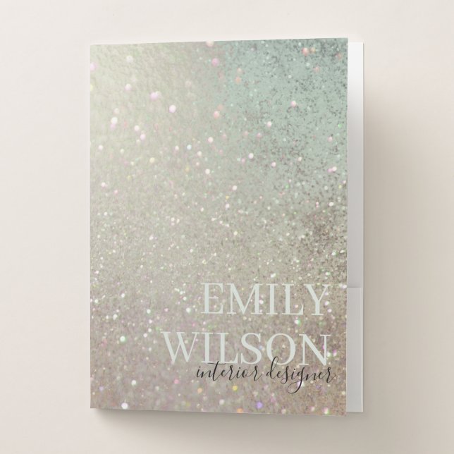 Elegant Glitter Green Pink Aqua Shiny Shimmer Pocket Folder (Front)
