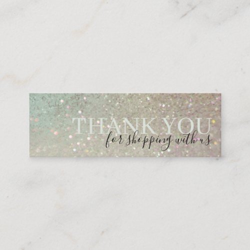 Elegant Glitter Green Pink Aqua Shiny Thank You Mini Business Card