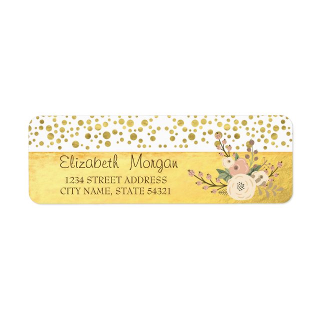 Elegant,Glitter Heart,Confetti,Flowes AddressLabel Label (Front)