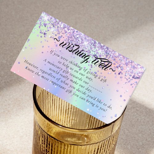 Elegant Glitter Holo Wishing Well for Wedding Enclosure Card